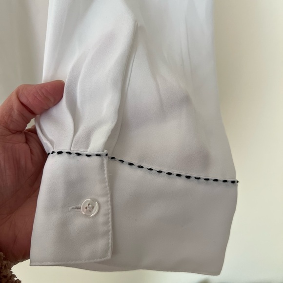 Lane Bryant Womens Shirt 18/20 Long Sleeve White Black Tunic Popover Chiffon Top - Picture 13 of 15